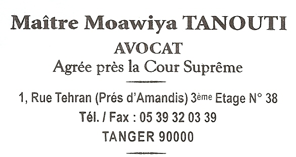 Tarjeta de visita de Moawiya TANOUTI en Frances